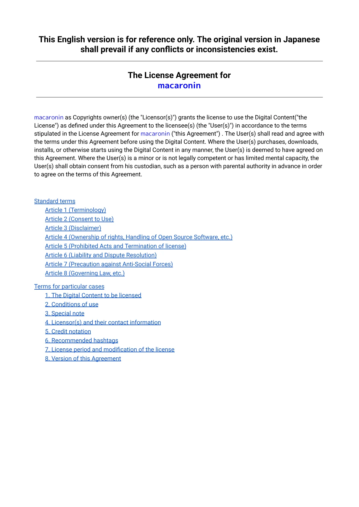 License terms page 3