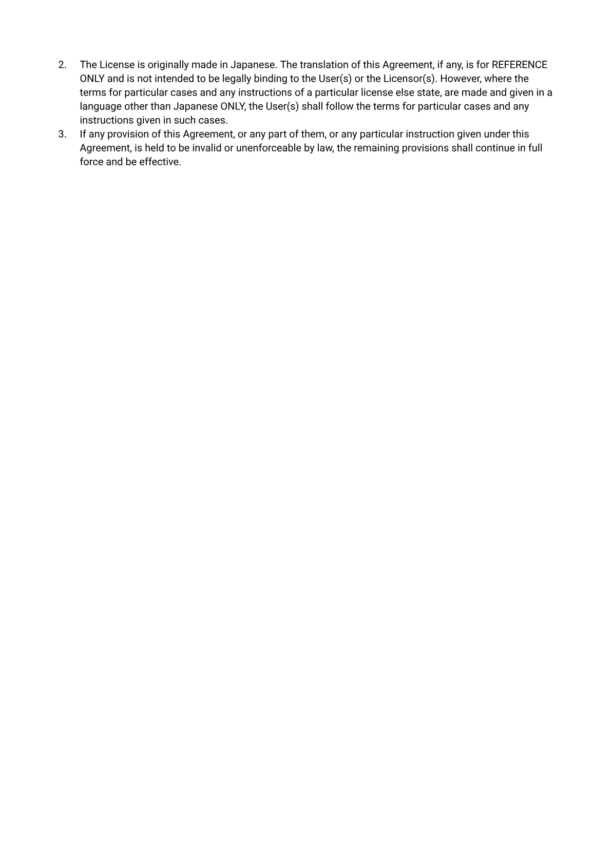 License terms page 7