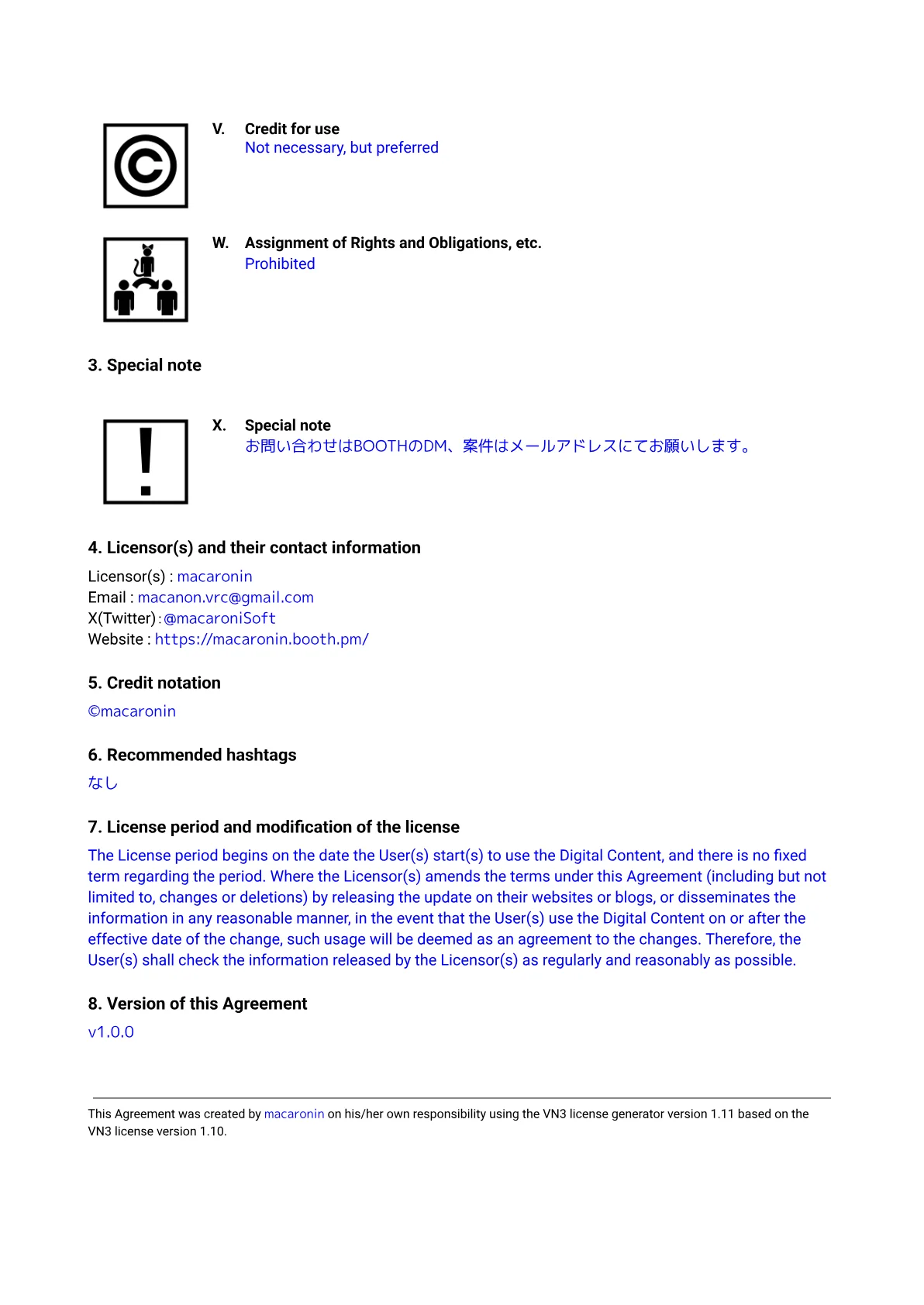 License terms page 11
